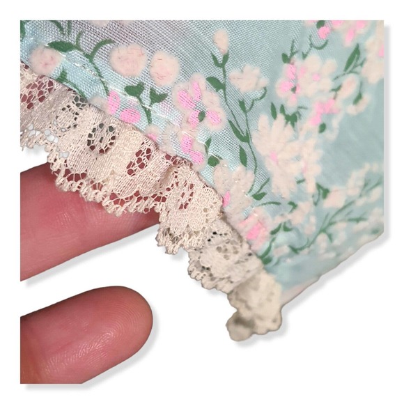 Vintage 50s Housewife Kitchen Apron Pastel Floral Flocked Dainty Retro MCM 60s - Picture 16 of 16